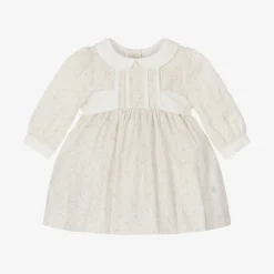 Patachou Dresses*Baby Girls Beige Cotton Floral Dress