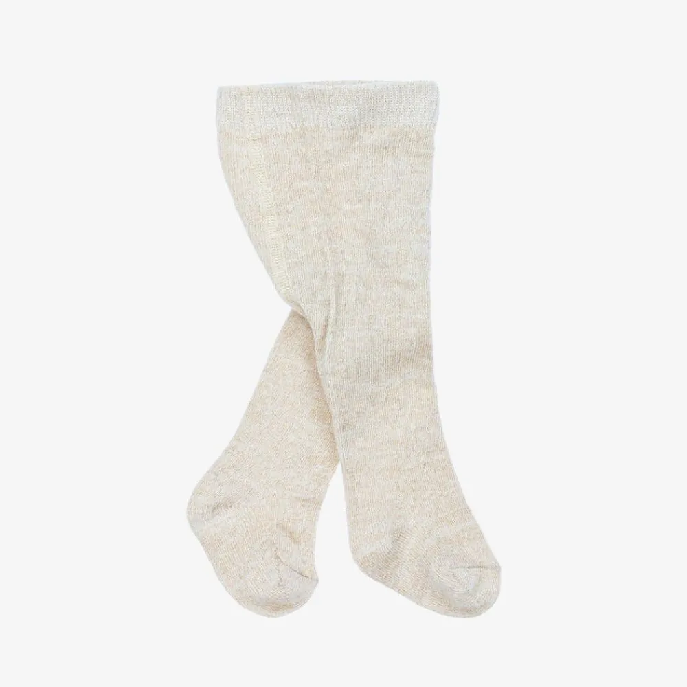 Mayoral Newborn Tights|Tights*Baby Girls Beige Cotton Glitter Tights