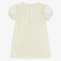 AIGNER Dresses*Baby Girls Beige Cotton Puff Sleeve Dress