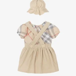 Burberry Gifts*Baby Girls Beige Cotton Skirt Set PaleStone