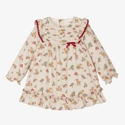 Mayoral Newborn Dresses*Baby Girls Beige Cotton Woodland Dress