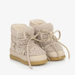 Donsje First Walkers|First Walkers*Baby Girls Beige Faux Fleece & Nubuck Boots