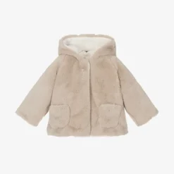 Patachou Coats & Jackets*Baby Girls Beige Faux Fur Coat