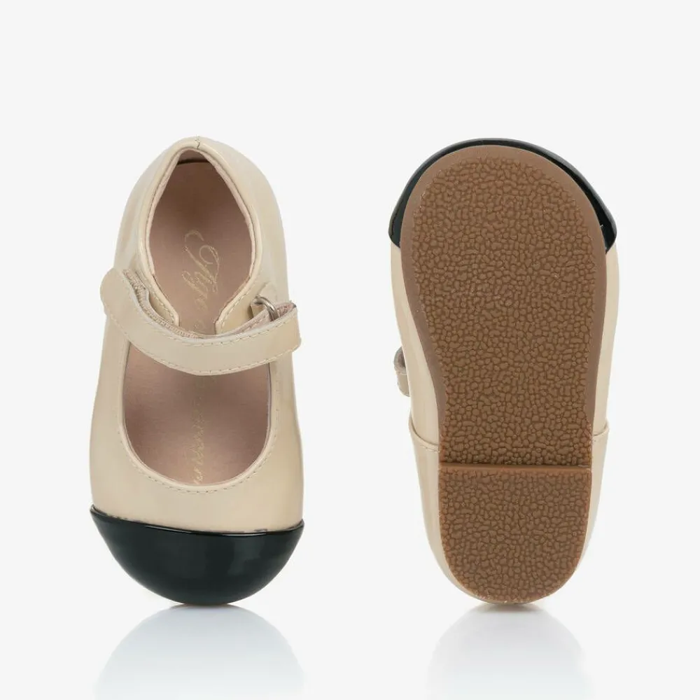 Age of Innocence Bar Shoes|Bar Shoes*Baby Girls Beige Patent Leather Shoes