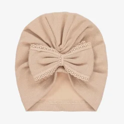 Jamiks Gifts*Baby Girls Beige Ribbed Cotton Turban