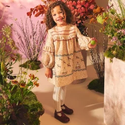 Miranda Dresses|Dresses*Baby Girls Beige Star Print Dress