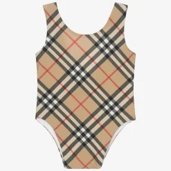 Burberry Swimwear*Baby Girls Beige Vintage Check Swimsuit