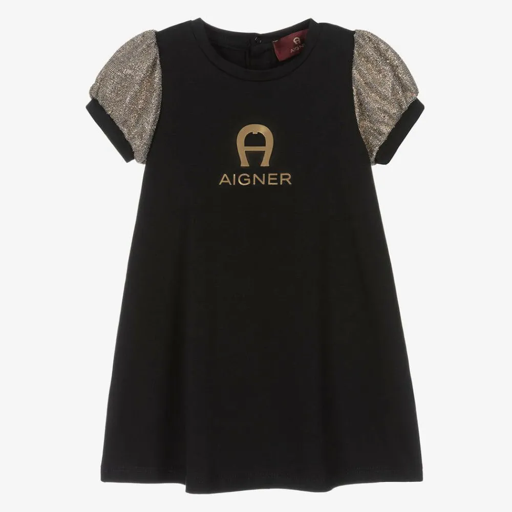 AIGNER Dresses*Baby Girls Black Cotton Dress