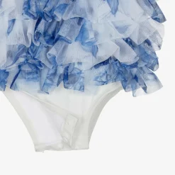 Angels Face Swimwear*Baby Girls Blue & White Frill Swimsuit (UPF50+) BlueFlower