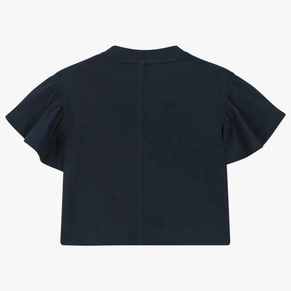 Burberry Tops*Baby Girls Blue Cotton Crest T-Shirt