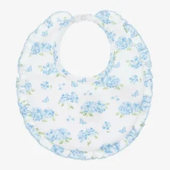 Kissy Kissy Feeding Accessories*Baby Girls Blue Cotton Heavenly Hydrangeas Bib