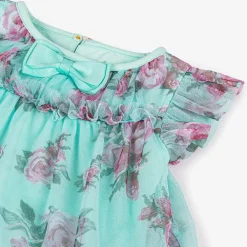 Angels Face Dresses*Baby Girls Blue Floral Dress Aqua