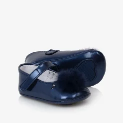 Mayoral Newborn Pre Walkers|Pre Walkers*Baby Girls Blue Pom-Pom Pre-Walker Shoes
