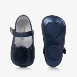 Mayoral Newborn Pre Walkers|Pre Walkers*Baby Girls Blue Pom-Pom Pre-Walker Shoes