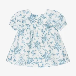 Tartine et Chocolat Dresses*Baby Girls Blue Toile Du Jouy Cotton Dress