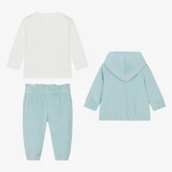iDO Mini Tracksuits*Baby Girls Blue Velour Tracksuit Set