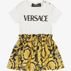 Versace Dresses*Baby Girls Gold Barocco Dress