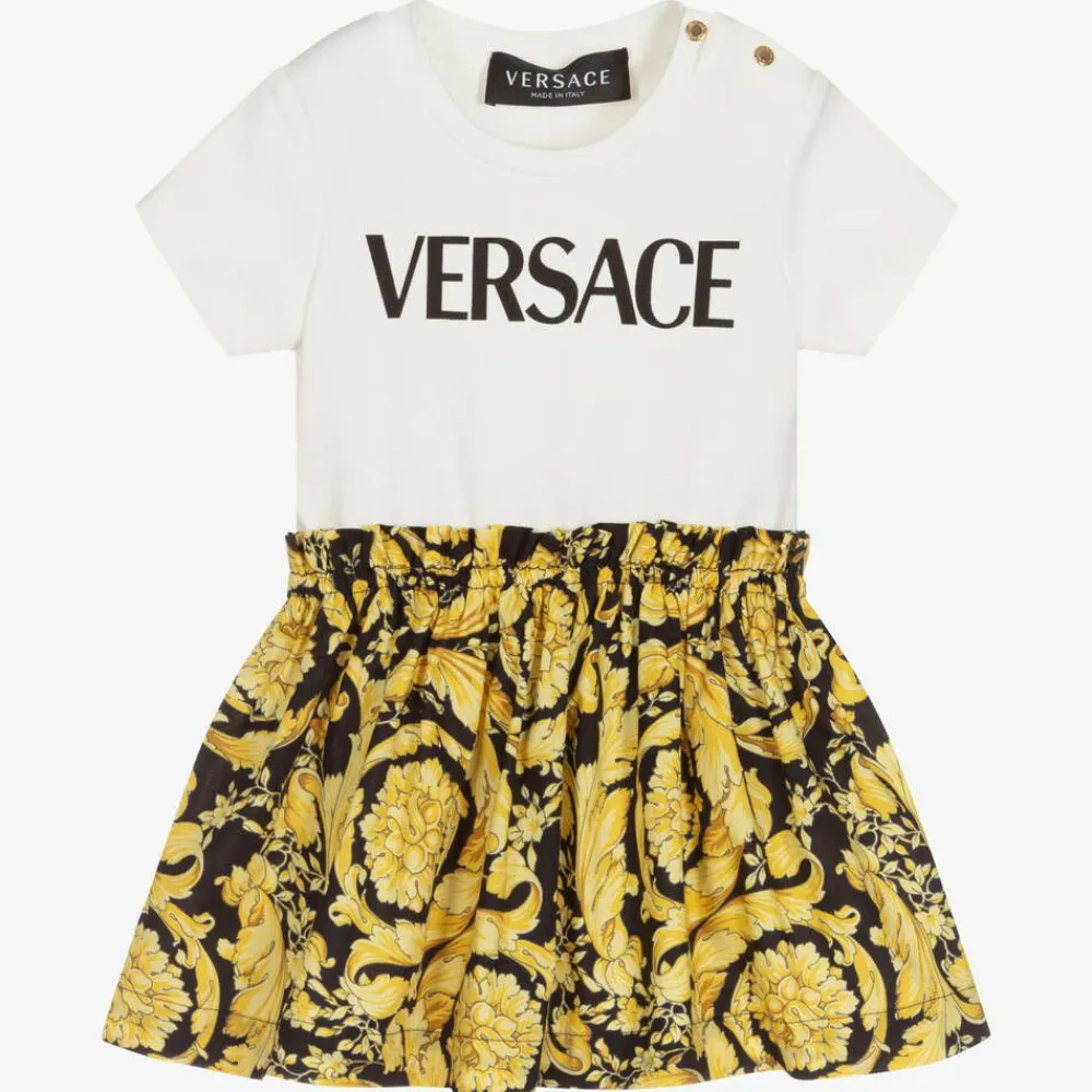 Versace Dresses*Baby Girls Gold Barocco Dress