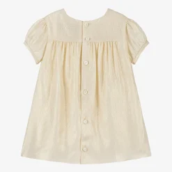Versace Dresses*Baby Girls Gold Greca Crêpe Dress