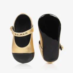 Balmain Pre Walkers|Pre Walkers*Baby Girls Gold Leather Pre-Walkers Shoes