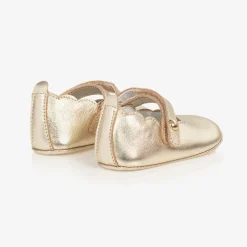 Beatrice amp; George Traditional Shoes*Baby Girls Gold Leather Pre-Walker Shoes