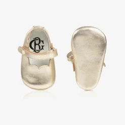 Beatrice amp; George Traditional Shoes*Baby Girls Gold Leather Pre-Walker Shoes