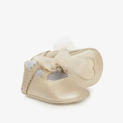 Mayoral Newborn Pre Walkers|Pre Walkers*Baby Girls Gold Pre-Walker Shoes