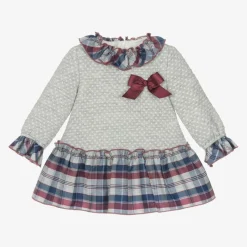 Miranda Dresses*Baby Girls Grey Jersey Tartan Dress