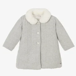 Paz Rodríguez Coats & Jackets*Baby Girls Grey Knitted Coat