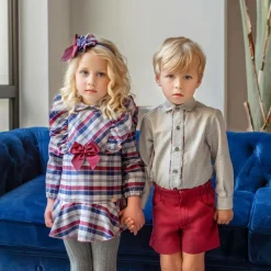 Miranda Dresses*Baby Girls Grey Tartan Dress