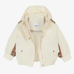 Burberry Coats & Jackets*Baby Girls Ivory & Beige Check Jacket