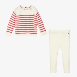 Tommy Hilfiger Outfit Sets|Outfit Sets*Baby Girls Ivory & Pink Cotton Leggings Set