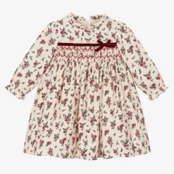 Beatrice amp; George Dresses*Baby Girls Ivory & Red Smocked Floral Dress