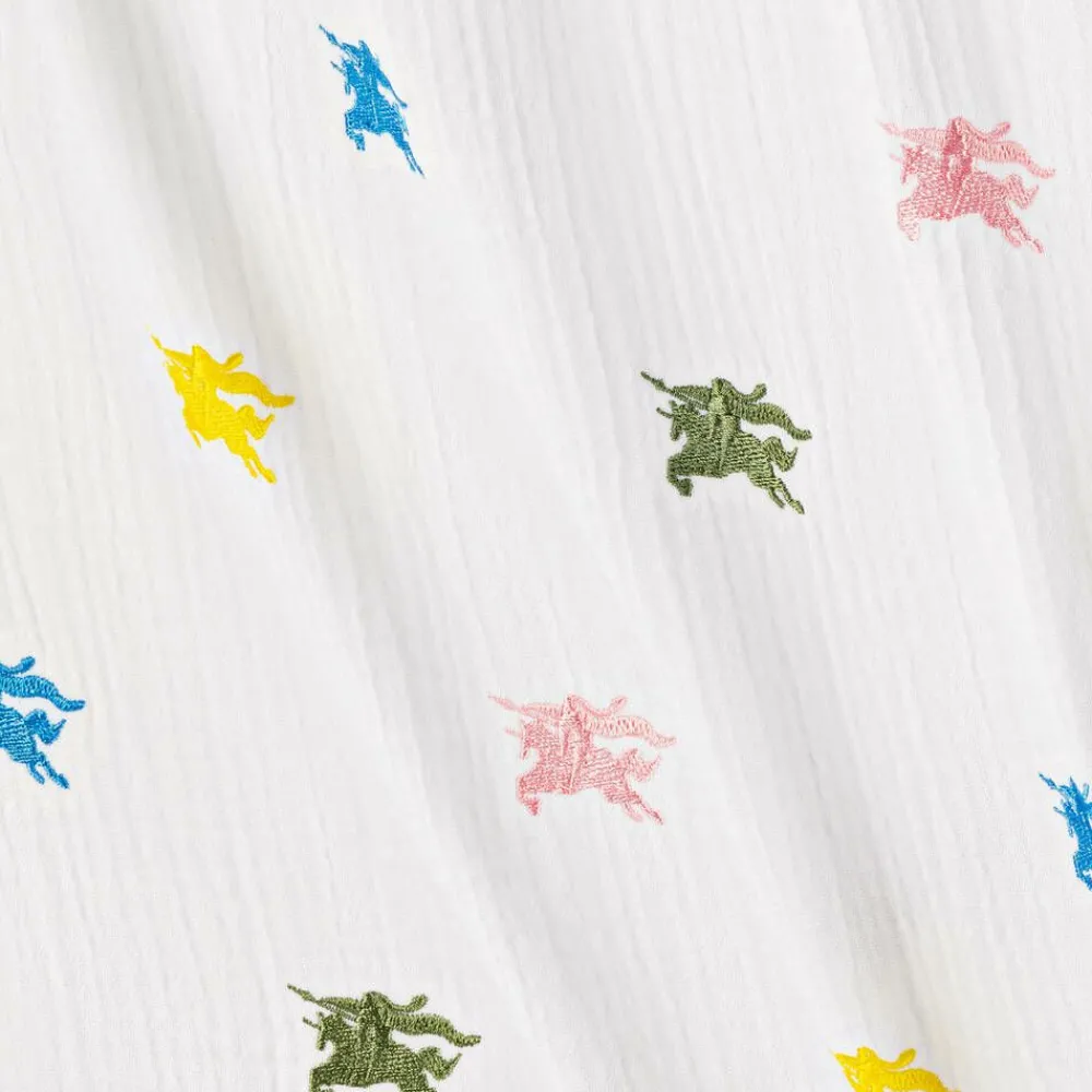 Burberry Dresses*Baby Girls Ivory Cotton EKD Logo Dress