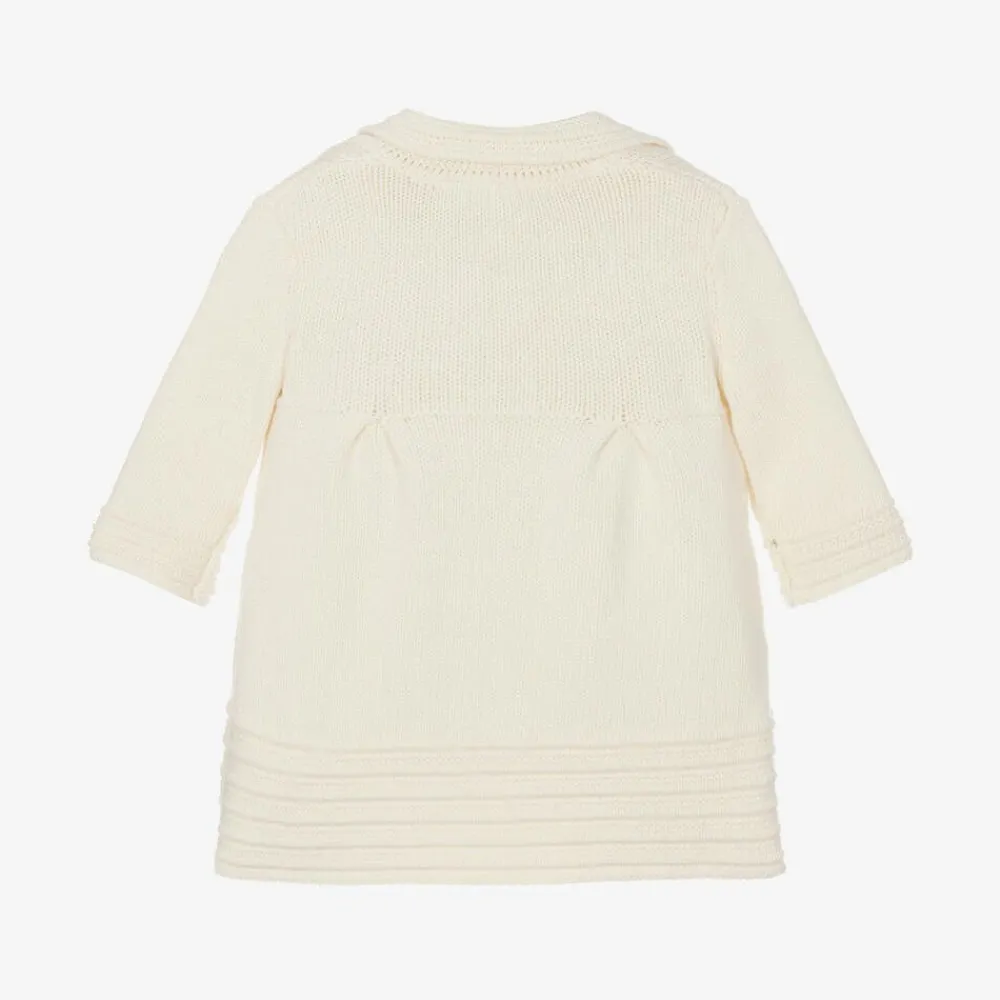 iDO Mini Coats & Jackets*Baby Girls Ivory Cotton Knit Pram Coat