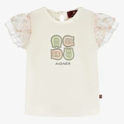 AIGNER Tops*Baby Girls Ivory Cotton T-Shirt