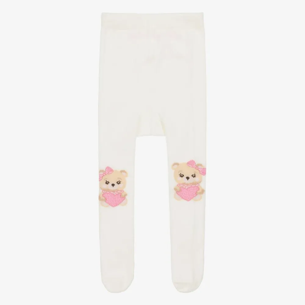 Monnalisa Tights|Tights*Baby Girls Ivory Cotton Teddy Tights