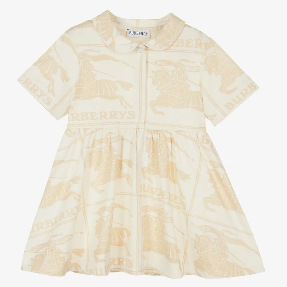 Burberry Dresses*Baby Girls Ivory EKD Cotton Dress