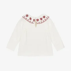 Dr. Kid Tops*Baby Girls Ivory Embroidered Top