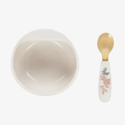 Elodie Lunch Accessories*Baby Girls Ivory Floral Feeding Bowl & Spoon Set