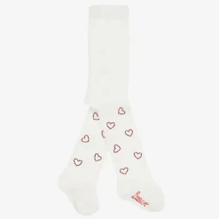 A Dee Tights|Tights*Baby Girls Ivory Knit Heart Tights