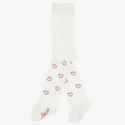 A Dee Tights|Tights*Baby Girls Ivory Knit Heart Tights