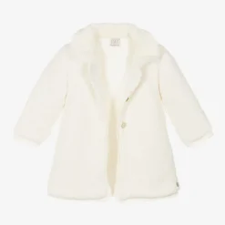 Paz Rodríguez Coats & Jackets*Baby Girls Ivory Knitted Coat