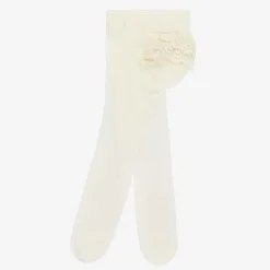 Carlomagno Tights|Tights*Baby Girls Ivory Lace Frill Tights