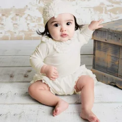 Lemon Loves Layette Hats*Baby Girls Ivory Pima Cotton Hat Eggnog