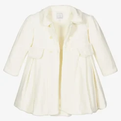 Emile et Rose Coats & Jackets*Baby Girls Ivory Velour Coat & Hat Set