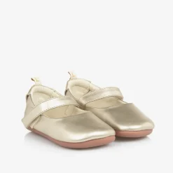 Tip Toey Joey First Walkers|First Walkers*Baby Girls Metallic Gold Leather Shoes
