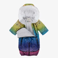 Pilguni Snowwear*Baby Girls Multicoloured Stripe 2-in-1 Snowsuit