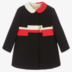 Gucci Coats & Jackets*Baby Girls Navy Blue Wool Coat