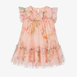 Angels Face Dresses*Baby Girls Pale Pink Floral Dress Peach